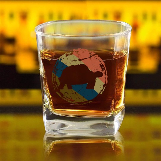 Turtle Lover Gift Tortoise Vintage Sea Turtle Square Whiskey Glasses