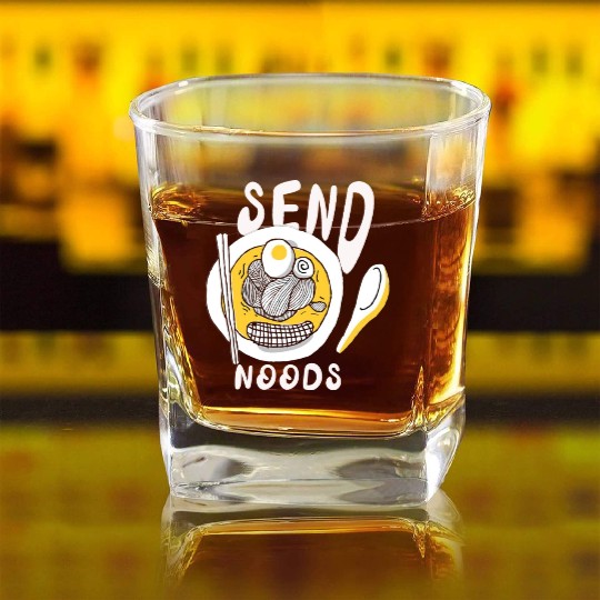 Send Noods Udon Noodles Pun Japanese Ramen Pasta D Square Whiskey Glasses