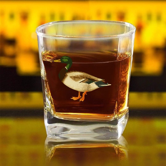 Mallard Duck Cute Duck Wild Duck Lover Square Whiskey Glasses