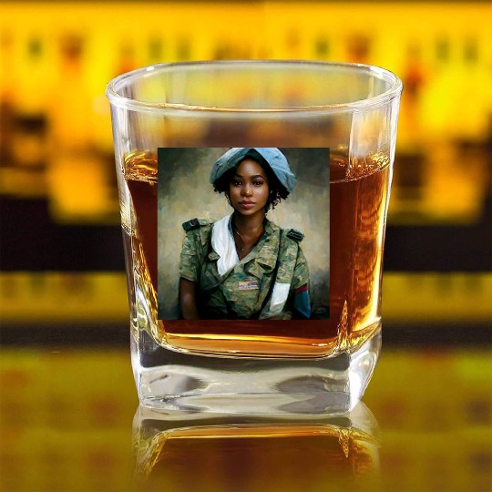 Beautiful US army combat medic painting Square Whiskey Glasses