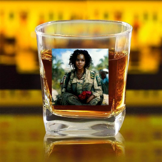 Beautiful US army combat medic painting Square Whiskey Glasses