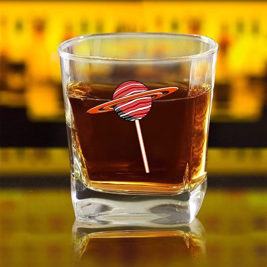 Saturn Planet Lollipop Square Whiskey Glasses
