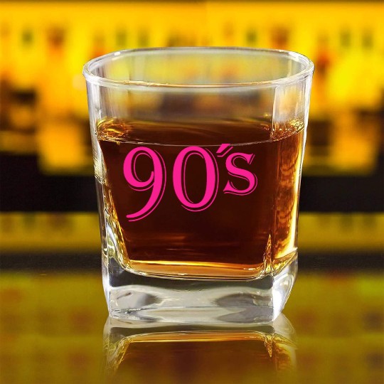 90's Retro Clothing - I Love the 90s Square Whiskey Glasses