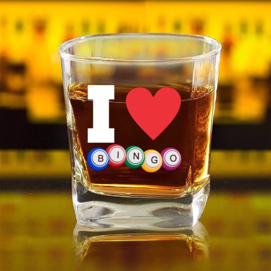 I Love Bingo Funny Bingo Lover Funny Bingo Square Whiskey Glasses