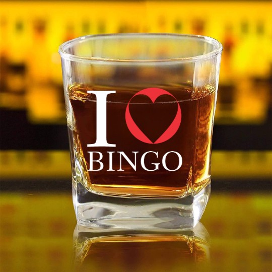 I Love Bingo Funny Bingo Lover Funny Bingo Square Whiskey Glasses