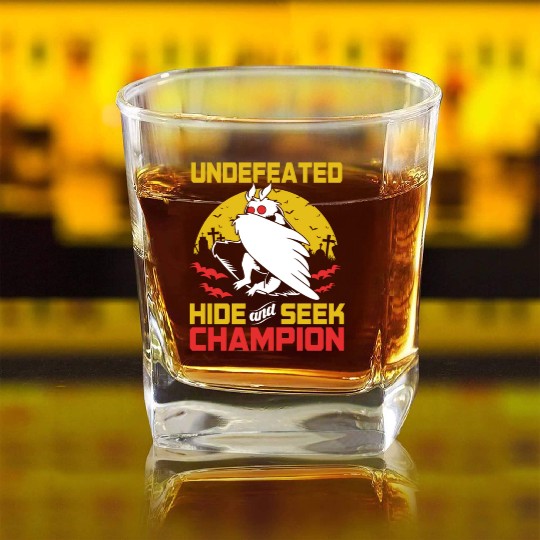 Undefeated Hide And Seek Champion Funny Mothman Square Whiskey Glasses
