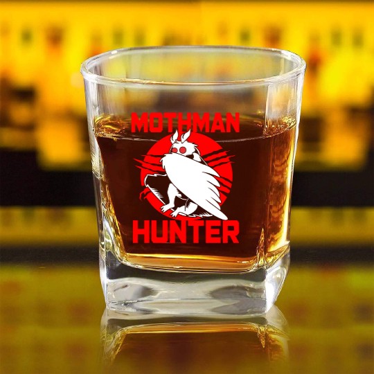 Cryptozoologist Cryptid Folklore Funny Mothman Square Whiskey Glasses