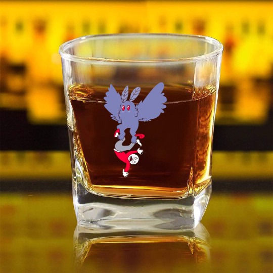 Mothman Abducting Human Goth Cryptid Funny Mothman Square Whiskey Glasses
