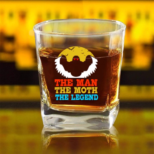 Retro Mothman Cryptid The Man The Moth The Legend Square Whiskey Glasses