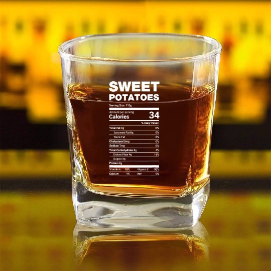 Sweet Potato Nutrition Funny Lazy Matching Square Whiskey Glasses