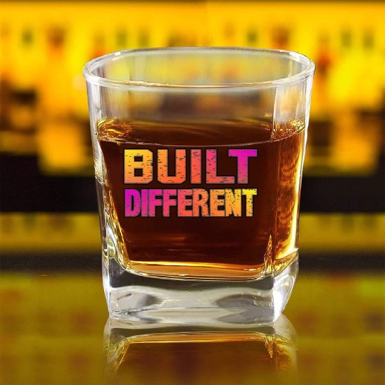 Built Different On Another Level Funny Gaming Square Whiskey Glasses