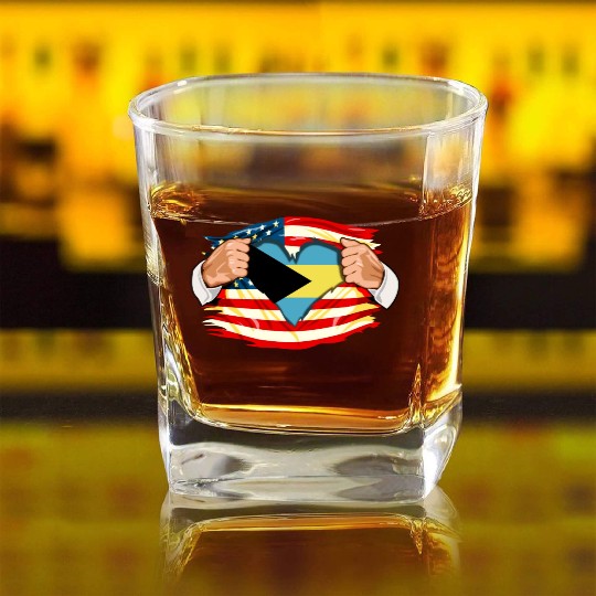 Bahamian Who Live in America Bahamas Flag Square Whiskey Glasses