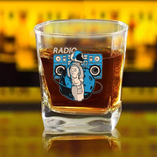 Astronomy Stars Music Lover Radio Space Universe Square Whiskey Glasses