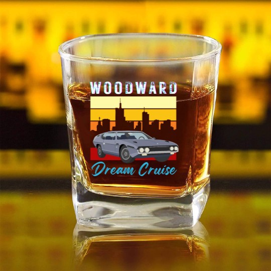 Woodward dream cruise motor show Detroit city Square Whiskey Glasses