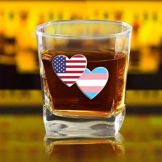 USA American Transgender Flag LGBTQ Pride Square Whiskey Glasses