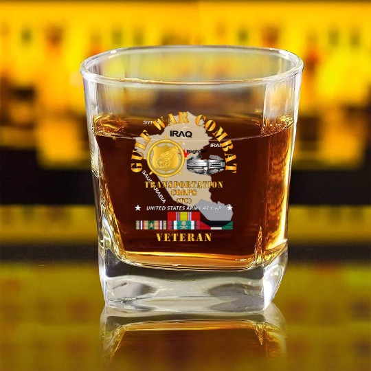Army War Combat Vet Transportation Corps X 300 Square Whiskey Glasses