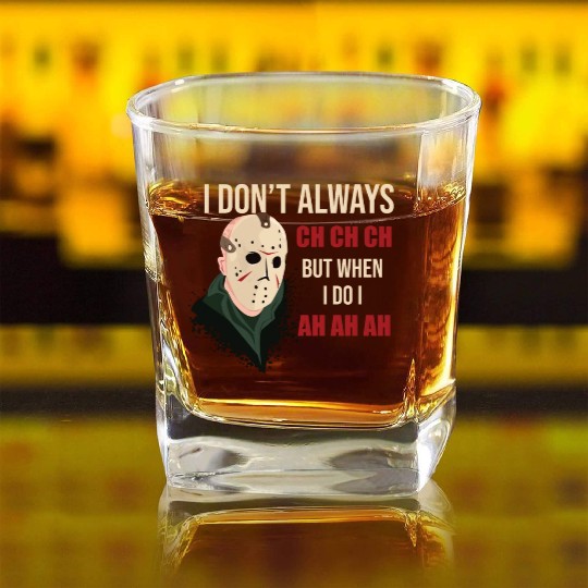 Funny Halloween party Jason hokey mask Friday 13th Square Whiskey Glasses