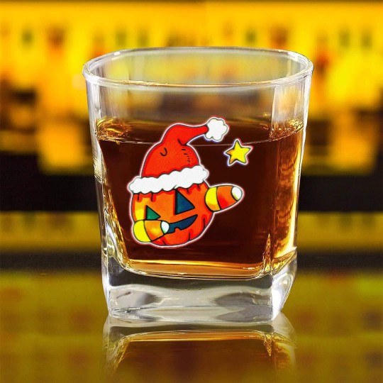 Jack O Lantern Dabbing Christmas Square Whiskey Glasses