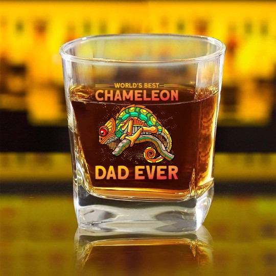 World's best Chameleon Dad ever Square Whiskey Glasses