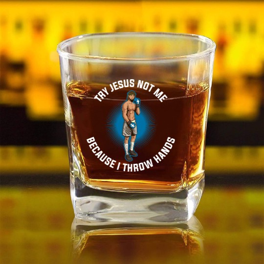 Try Jesus Not Me Funny Jesus Gift Square Whiskey Glasses