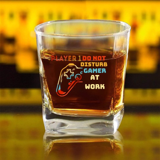 Do Not Disturb Gamer At Work-Gaming Lover Square Whiskey Glasses