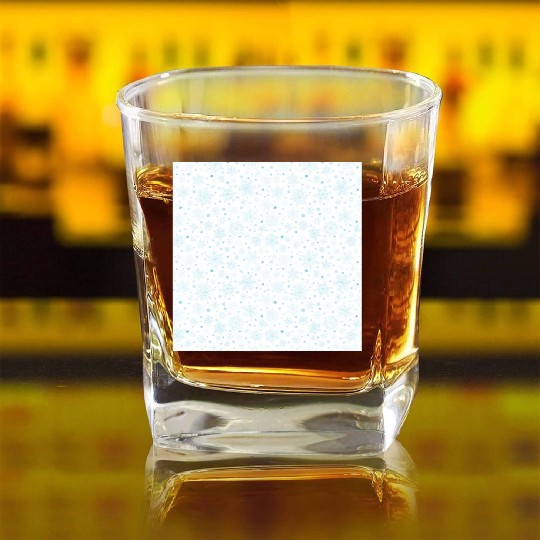 Modern Snowflakes Pattern White Blue Square Whiskey Glasses