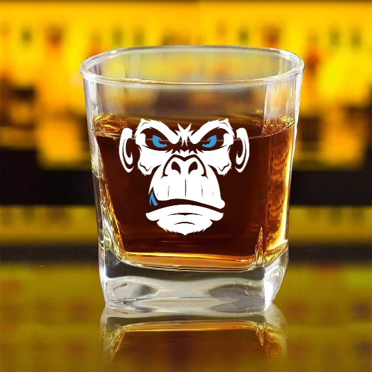 Monkey Head Angry Monkey Face Square Whiskey Glasses