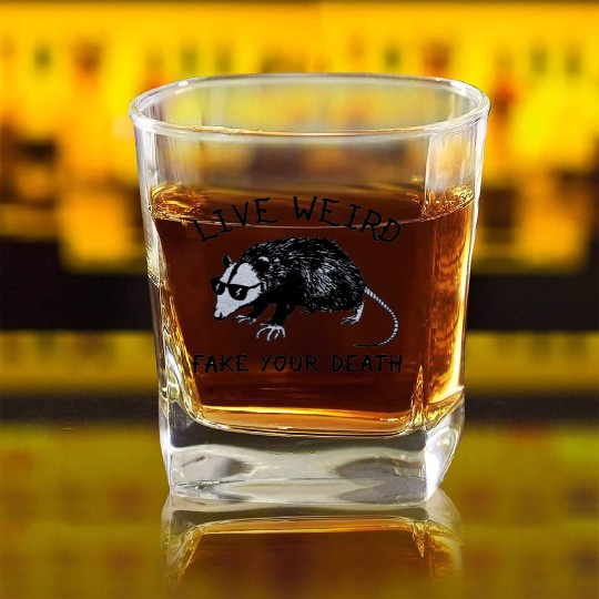 Live Weird Possum Square Whiskey Glasses