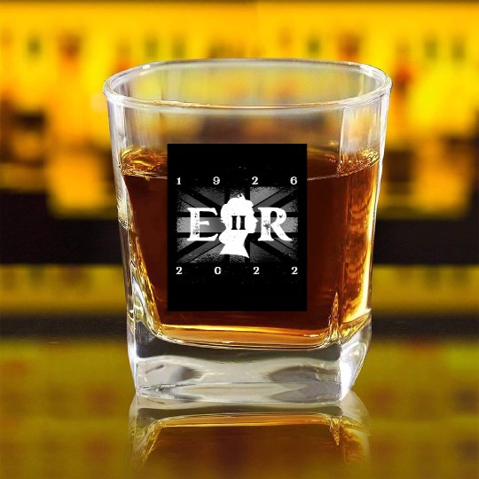 United Kingdom British Monarch Queen Elizabeth II Square Whiskey Glasses