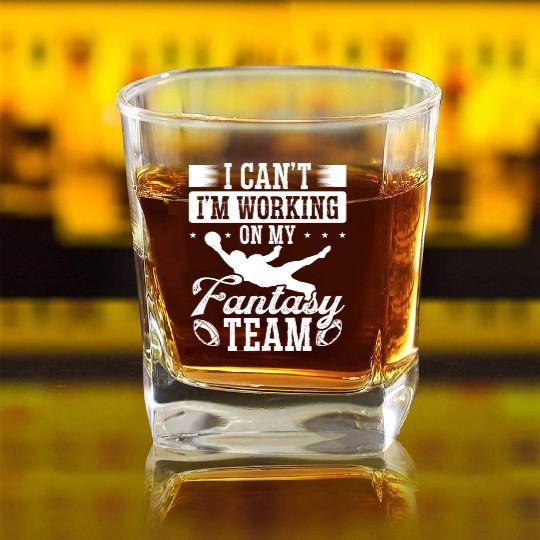 Fantasy Football Player I can working on my Team Square Whiskey Glasses