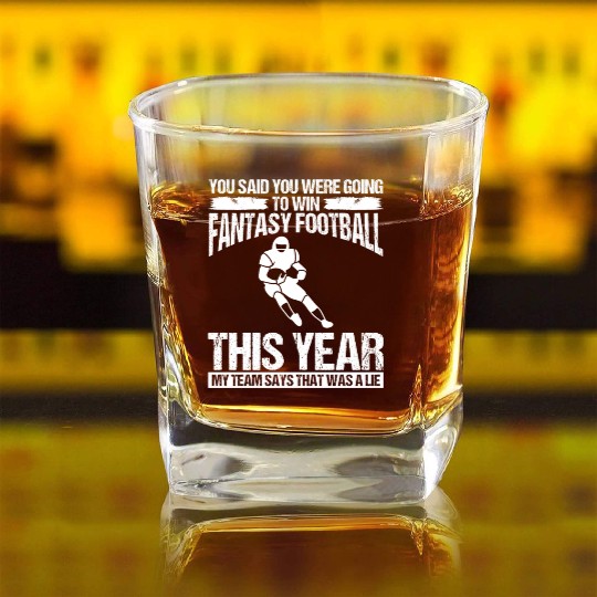 Fantasy Football Player Football Team Funny Square Whiskey Glasses