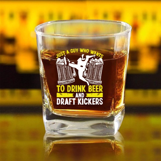 Fantasy Football Player Drinking Draft Kickers Square Whiskey Glasses