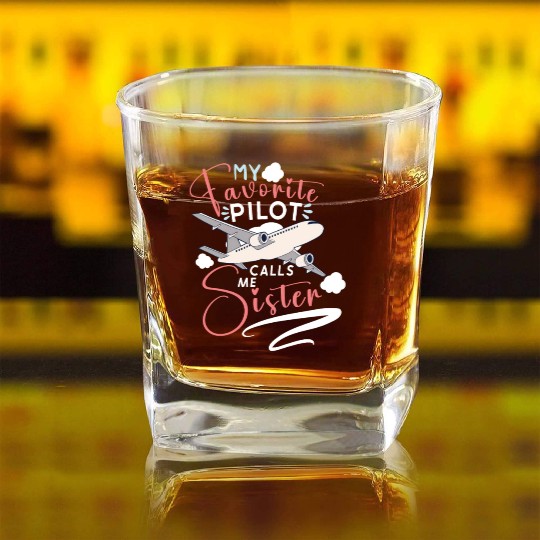 Pilot Aviation Airplane Airline Captain Aviator Square Whiskey Glasses
