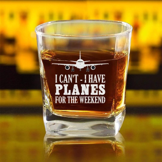 Airline Pilot Aviation Themed Pun For a Corporate Square Whiskey Glasses