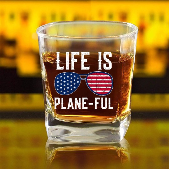 Airline Pilot Aviation Themed Pun For a Corporate Square Whiskey Glasses