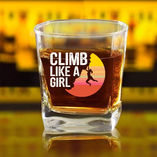 Climbing Mountaineering Climber Mountains Hiking Square Whiskey Glasses