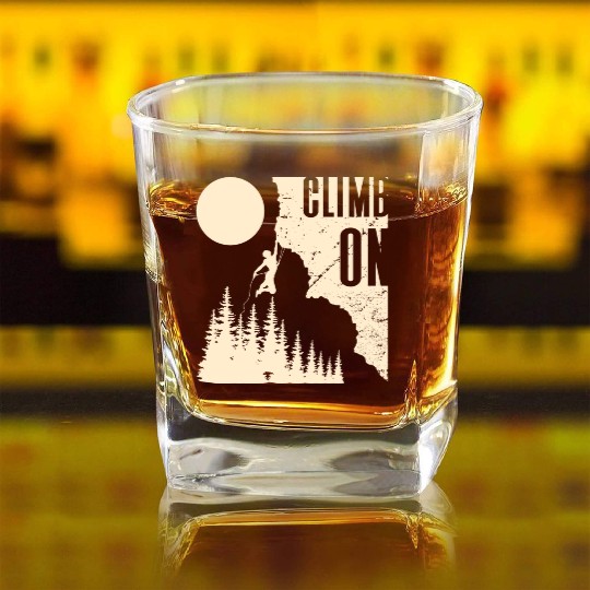 Climbing Mountaineering Climber Mountains Hiking Square Whiskey Glasses