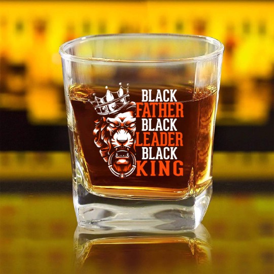 African Daddy Black Dad Afro Lion Square Whiskey Glasses