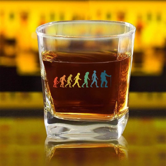 Hiking Evolution Mountains Mountaineering Climbing Square Whiskey Glasses