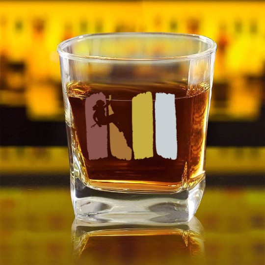 Climbing Vintage Mountaineering Bouldering Square Whiskey Glasses