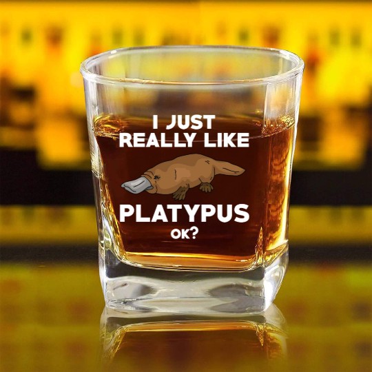 Funny Platypus Lover Square Whiskey Glasses