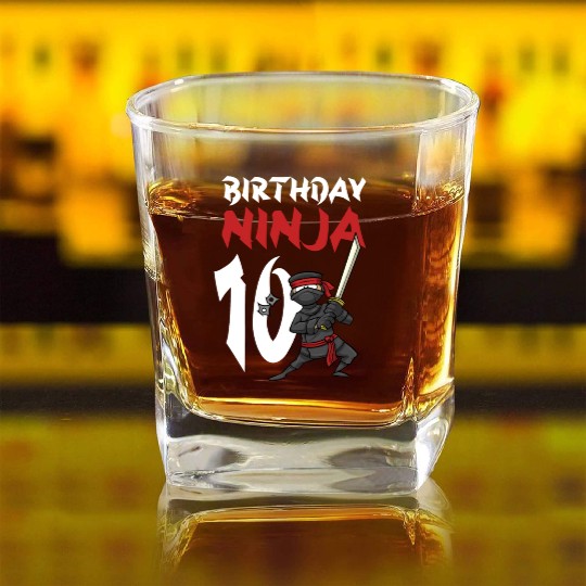 Birthday Party 10 Years Old Japanese Ninja Square Whiskey Glasses