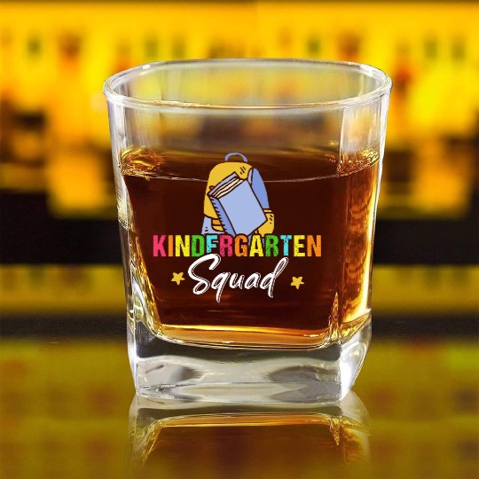Kindergarten Squad Back To School Square Whiskey Glasses