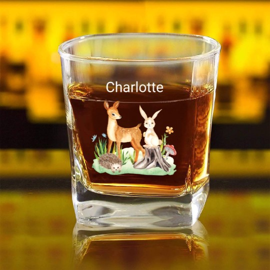 Animal deer rabbit hedgehog Charlotte Square Whiskey Glasses