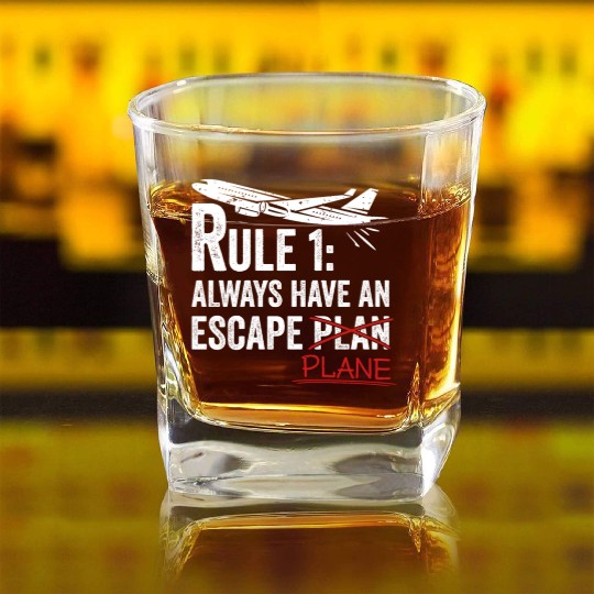 Airline Pilot Aviation Pun For a Corporate Pilot Square Whiskey Glasses