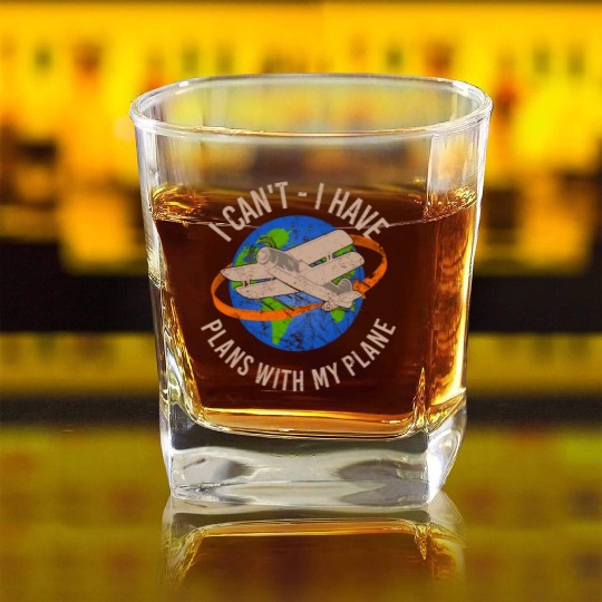 Airline Pilot Aviation Pun For a Corporate Pilot Square Whiskey Glasses
