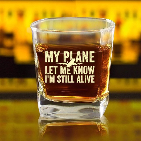 Airline Pilot Aviation Pun For a Corporate Pilot Square Whiskey Glasses