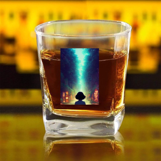 Serene Path of the Whispering Woods Square Whiskey Glasses
