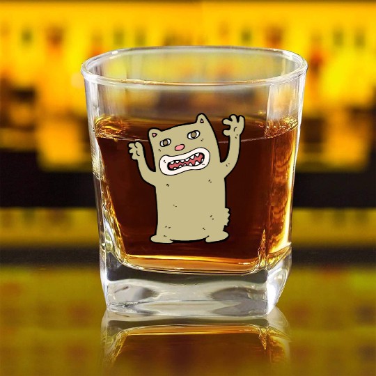 funny catzilla, cat lover Square Whiskey Glasses
