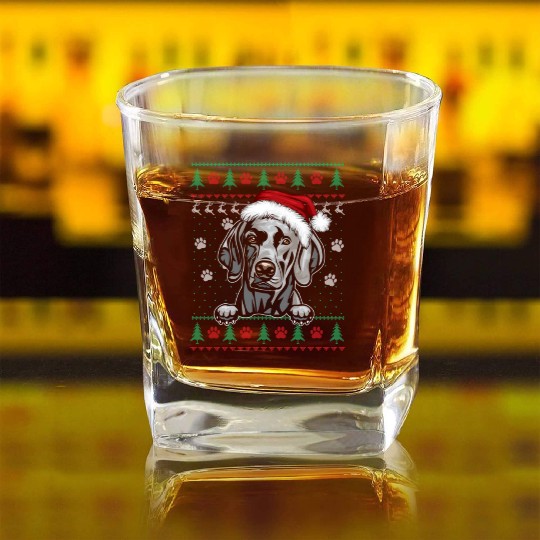 Weimaraner Christmas Ugly Sweater Funny Dog Lover Square Whiskey Glasses